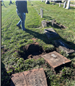 Photo of headstones that were buried under the sod in Youngs Cemetery