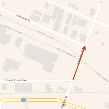 Battle Creek map with red line on South Kendall Street, indicating a closure
