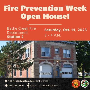 Fire Station 2 on a graphic promoting open house, Oct. 14, 2-4 p.m.