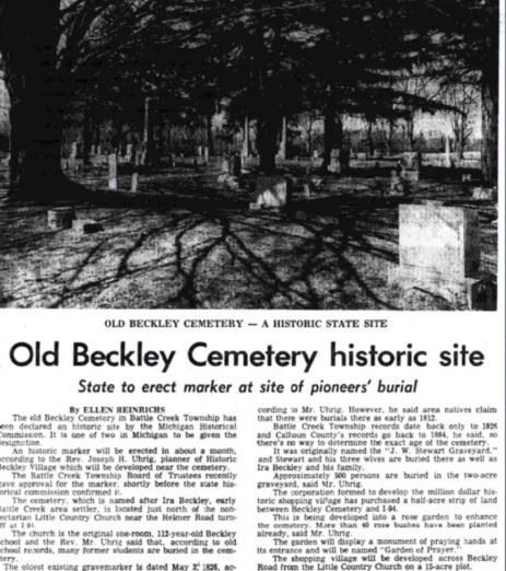 Enquirer News 5.5.1971 Beckley Cemetery Historic Site - State Marker