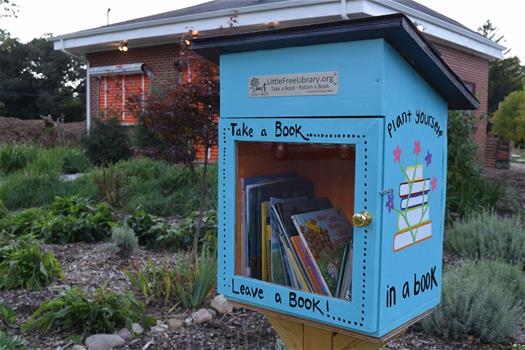 A Little Free Library at Bright Star Farms, North Kendall Street.